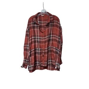 American Eagle Rust‎ Plaid Shirt Size L